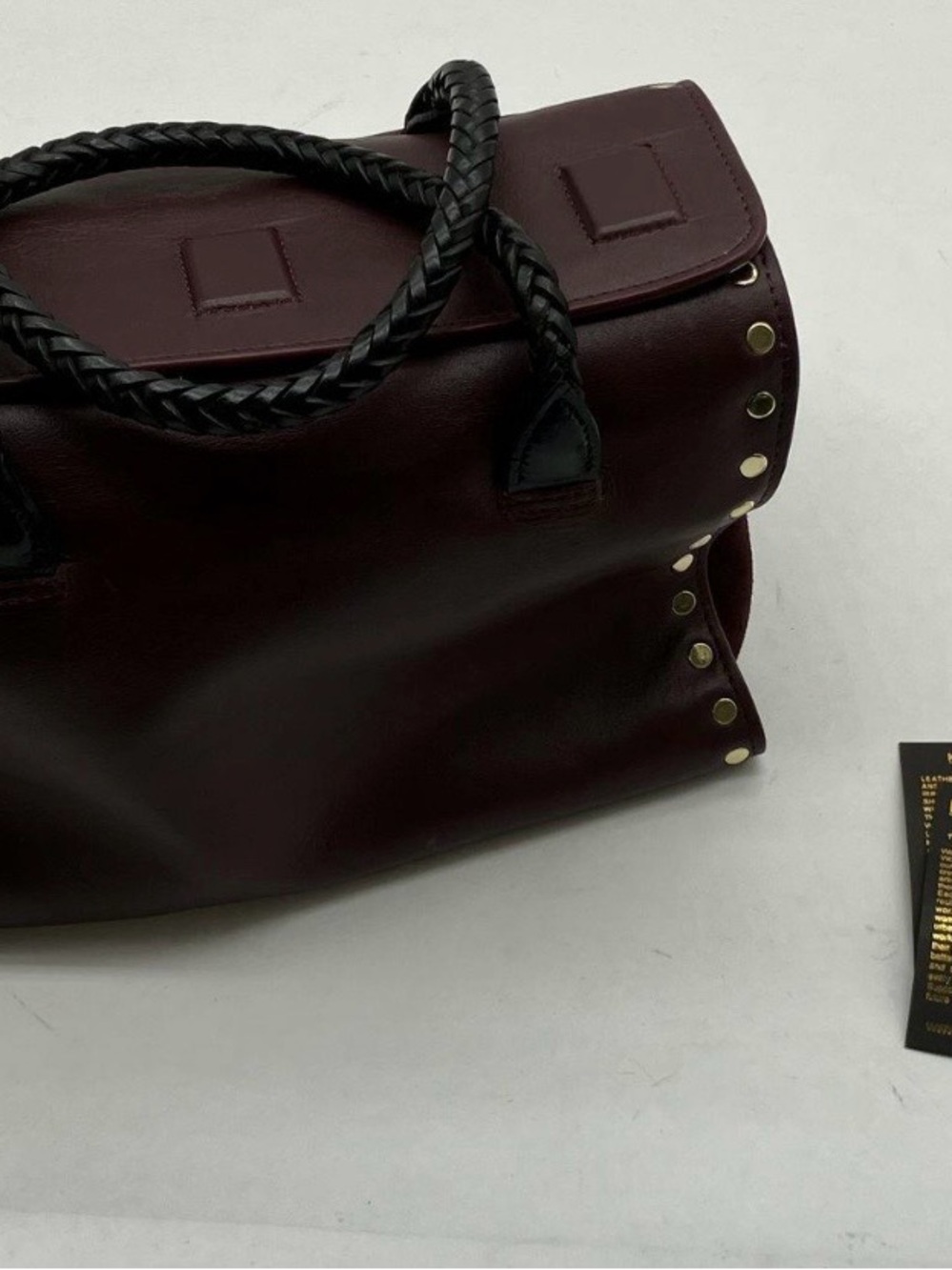 Kempton Co Ella Bag Burgundy Leather and Suede with Braided Handles